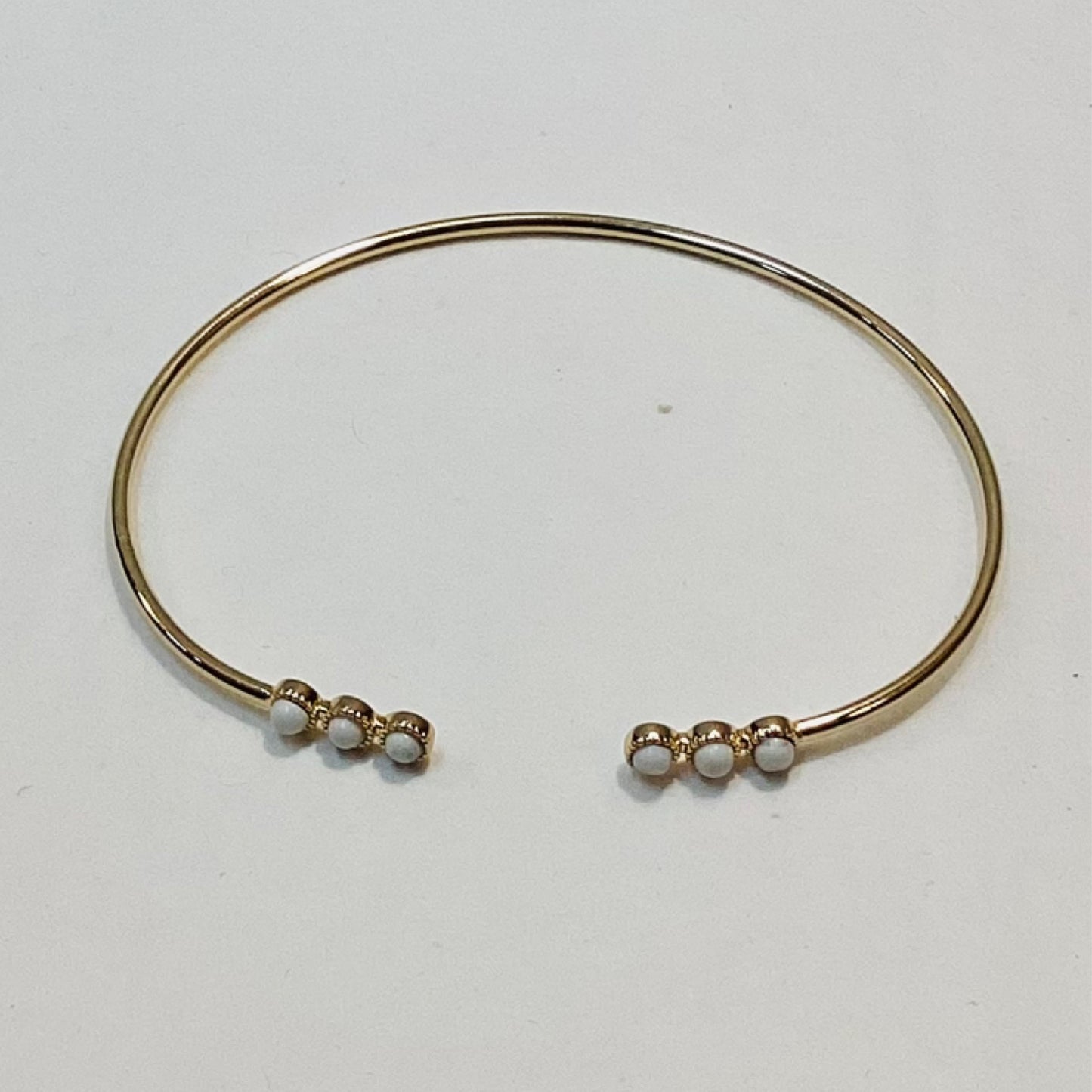 Gold And White Stone Open Bracelet