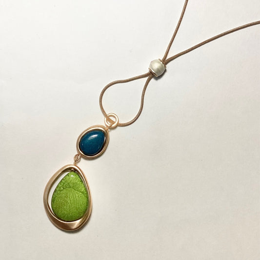 Gold and Green Stone Necklace