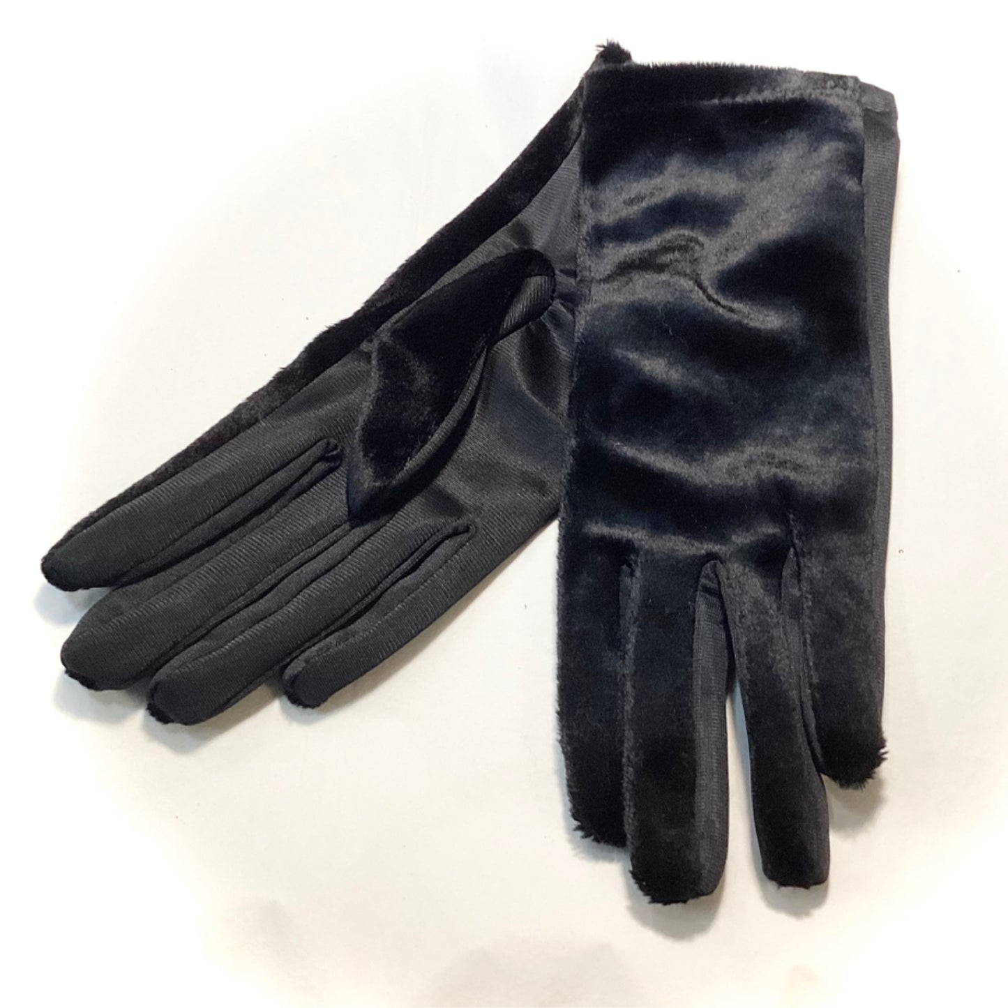 Suede and Silk Gloves Black