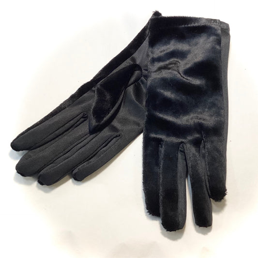 Suede and Silk Gloves Black
