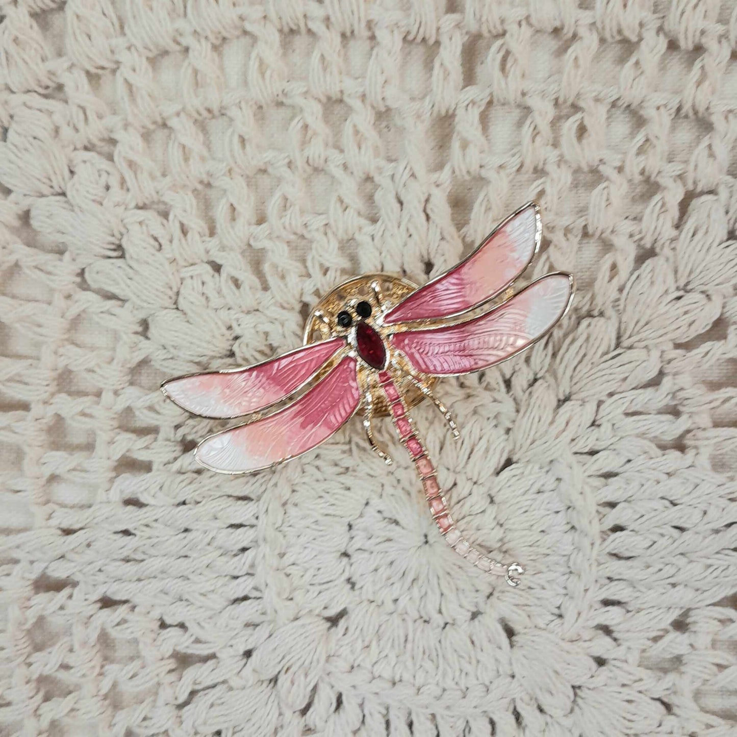 Crystal Dragonfly Brooch