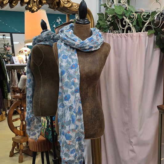 Cotton Poppy Scarf - Blue