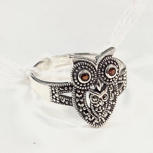 Owl Sterling Silver Ring