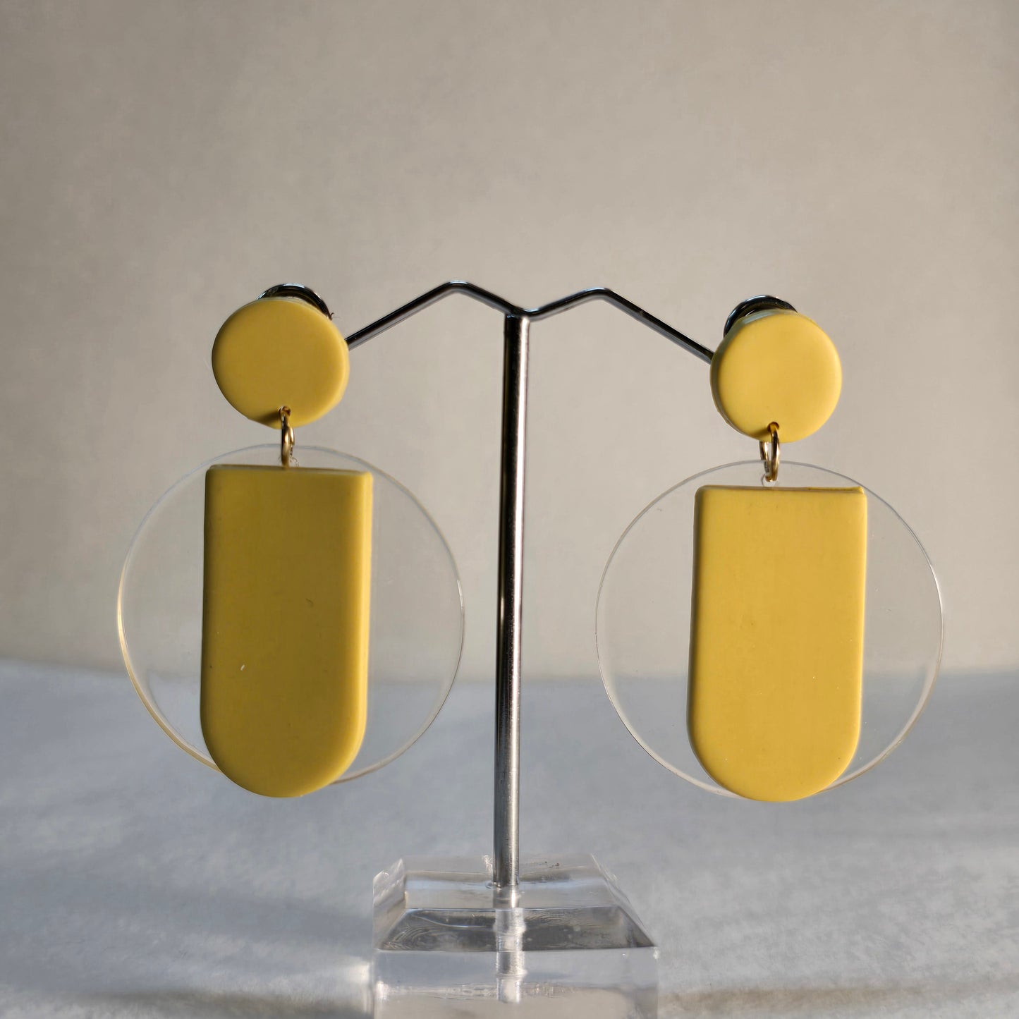 PG Yellow Clay and Circle Earrings