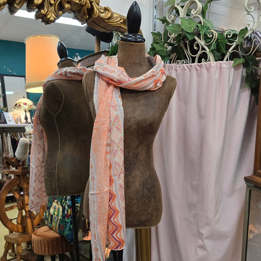 Cotton Print Peach Scarf