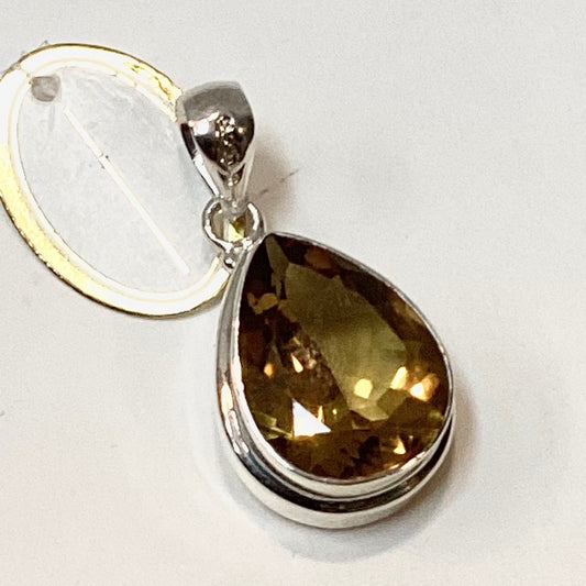 Large Citrine Teardrop and Sterling Silver Pendant