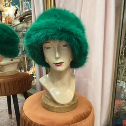 Faux Fur Bucket Hat - Green