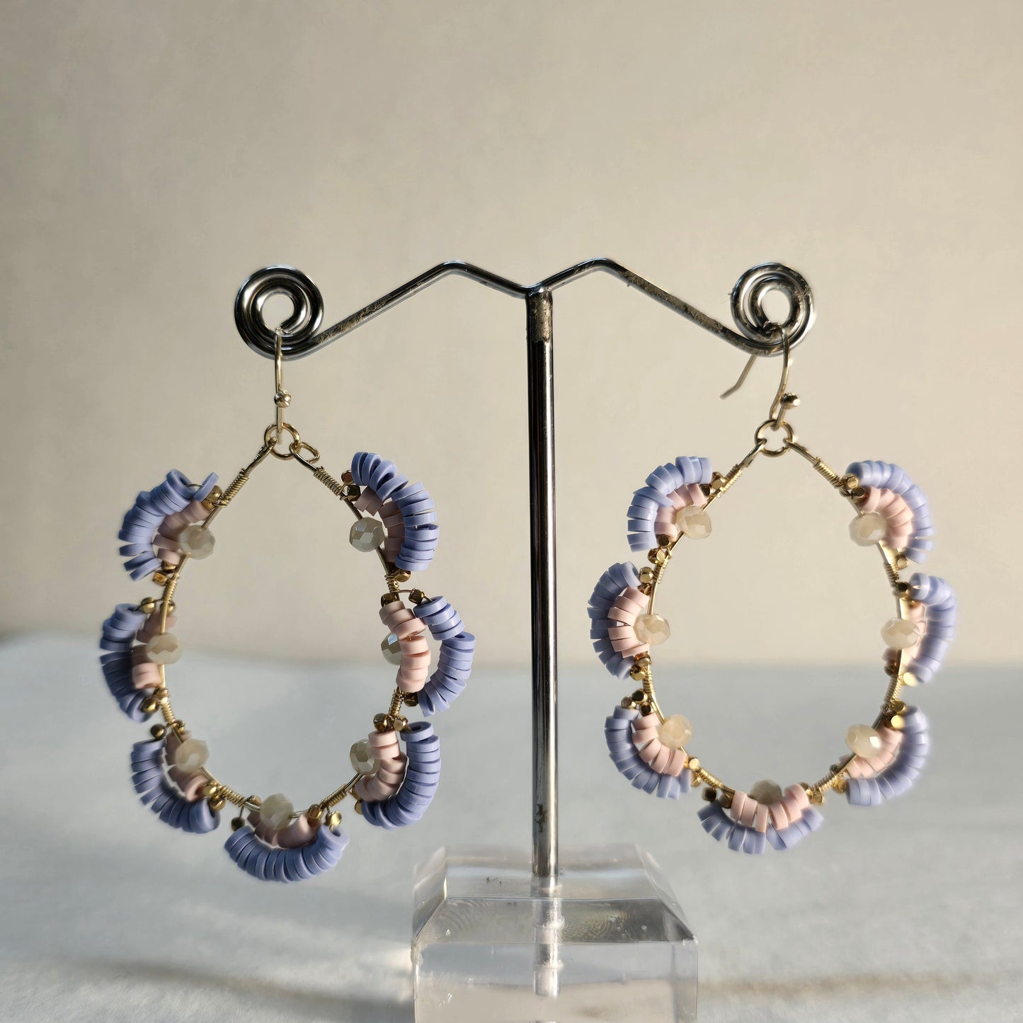 SA Pale Purple and Pink Bead Earrings