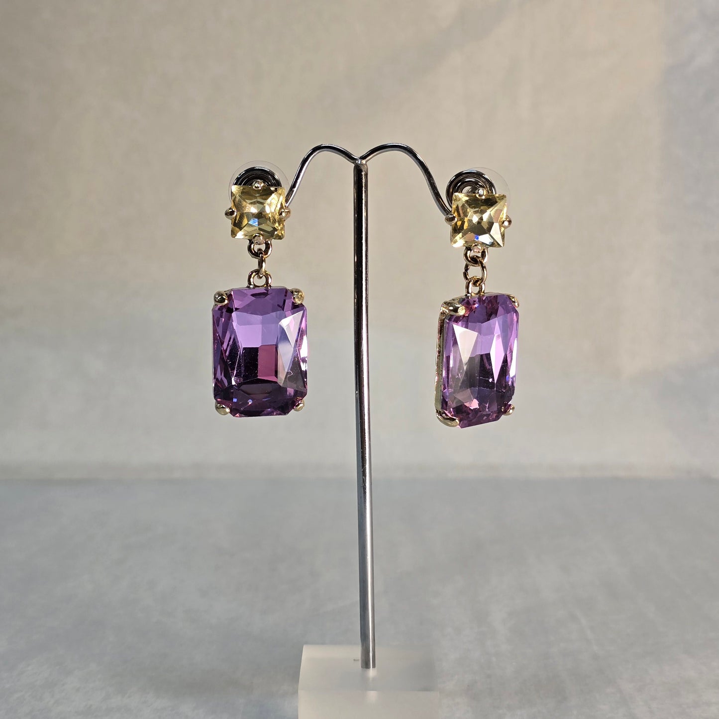 Large Purple Crystal Earrings