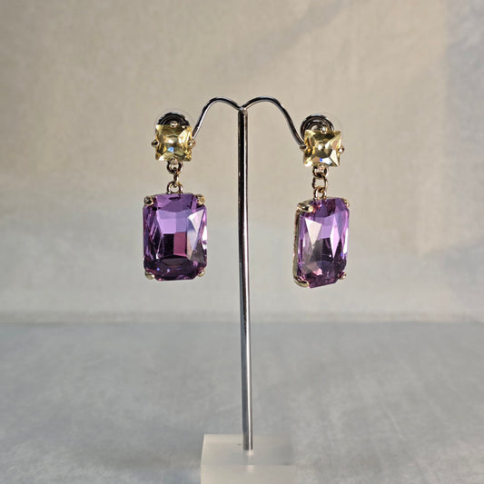 Large Purple Crystal Earrings
