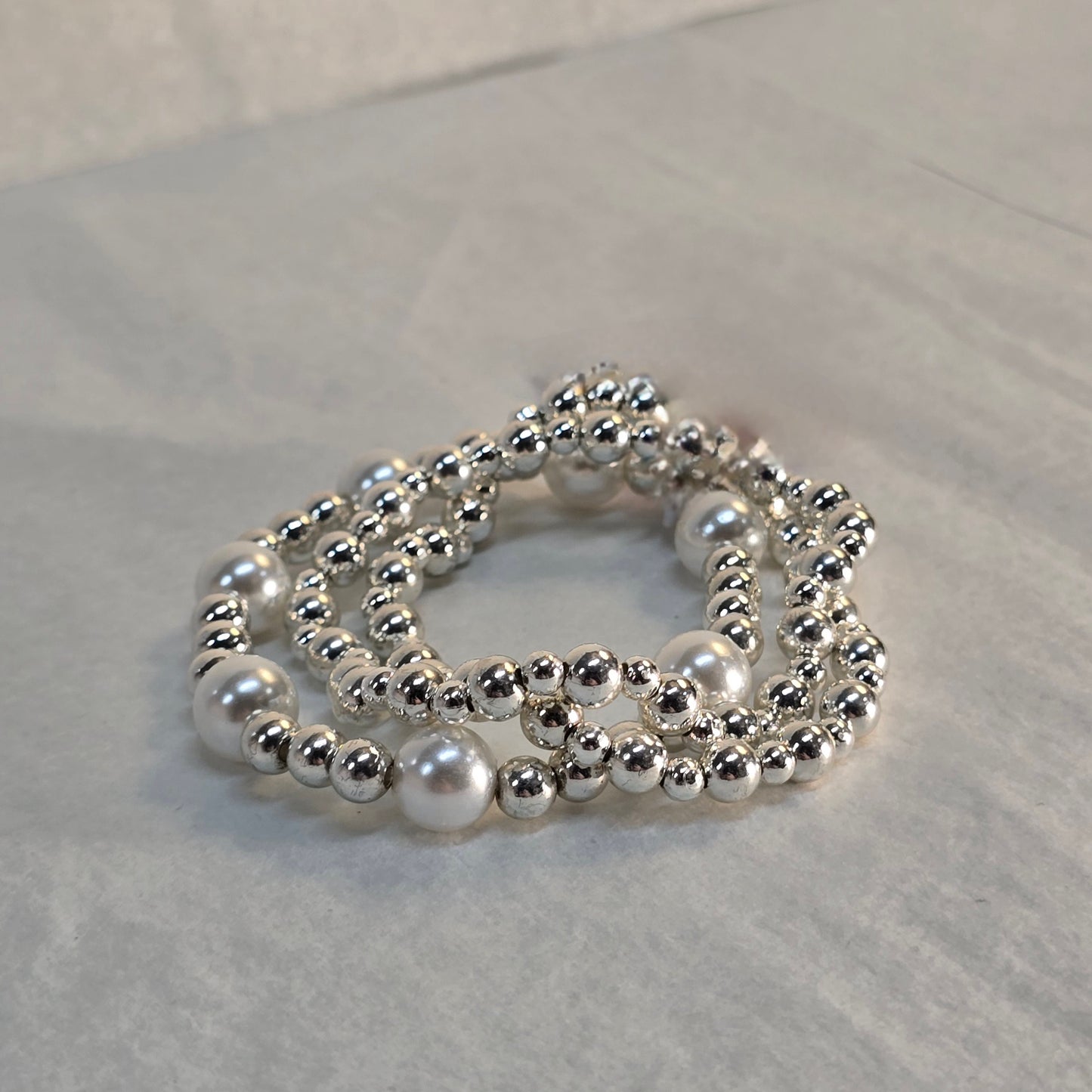 Heavy Silver and Pearl Bracelet