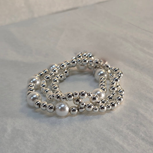 Heavy Silver and Pearl Bracelet