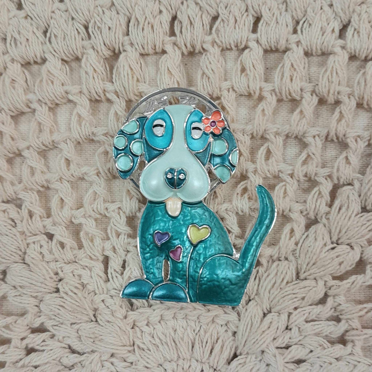 Crystal Dog Brooch