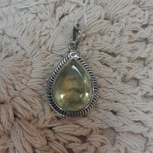Citrine Teardrop Sterling Silver Pendant
