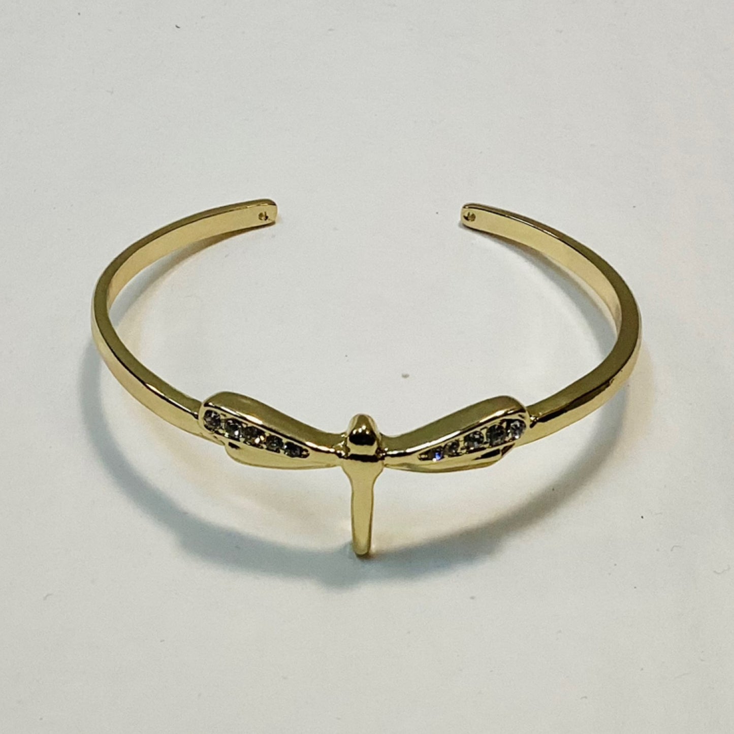 Gold Dragonfly Open Bracelet