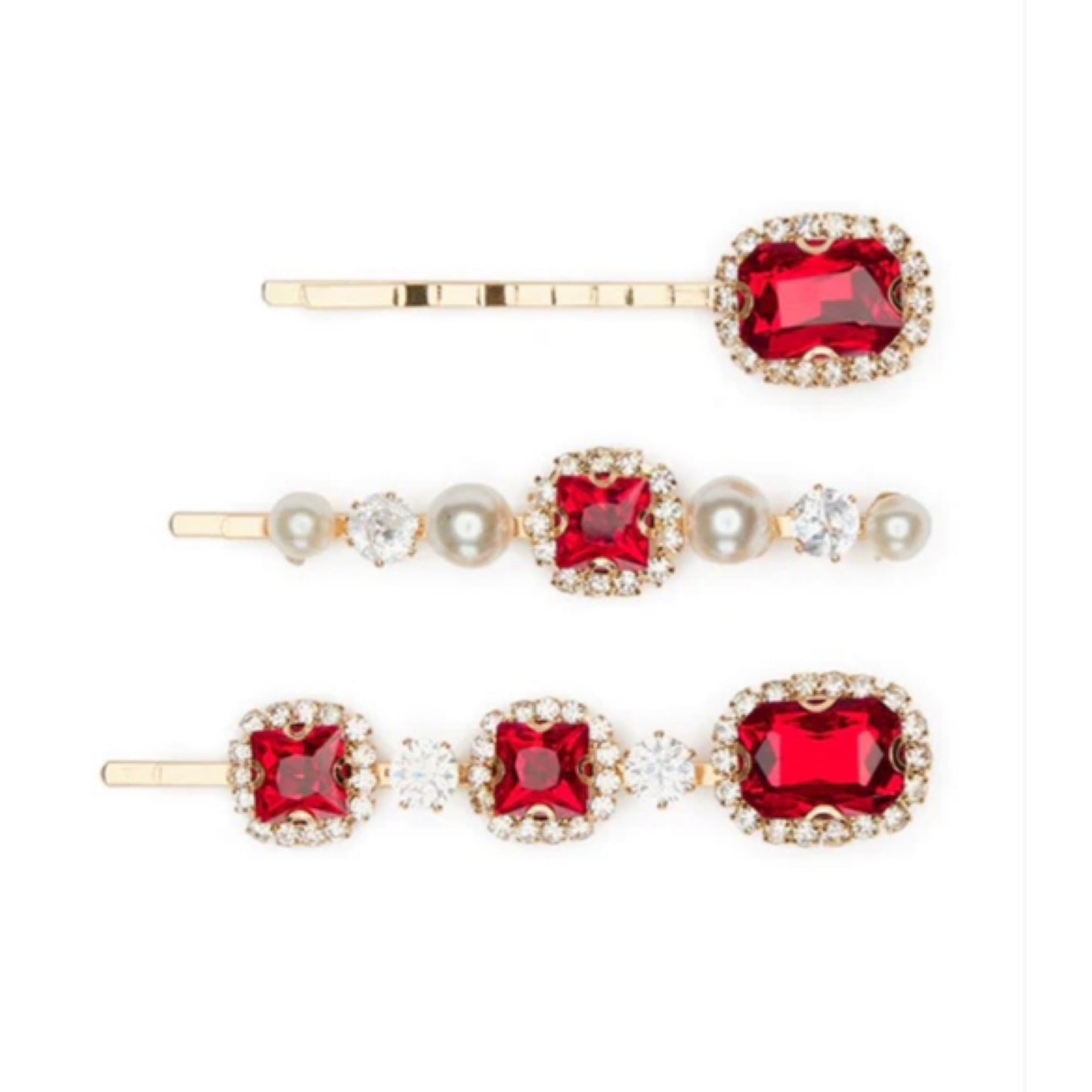 Antoinette Hair Clip Set Red