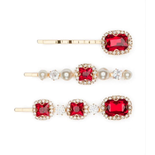 Antoinette Hair Clip Set Red
