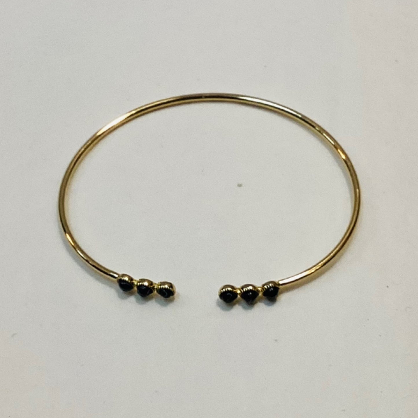 Gold And Black Stone Open Bracelet