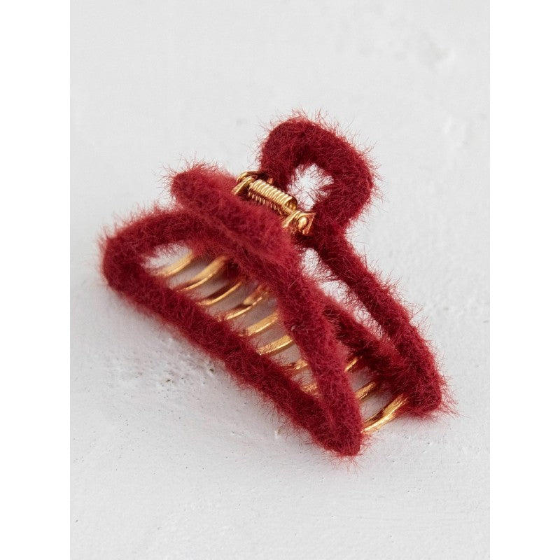 Fluffy Claw Clip Red