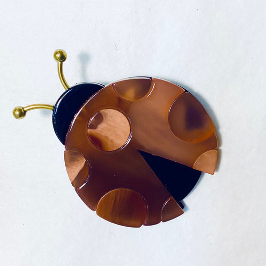 Ladybird Brooch - Brown