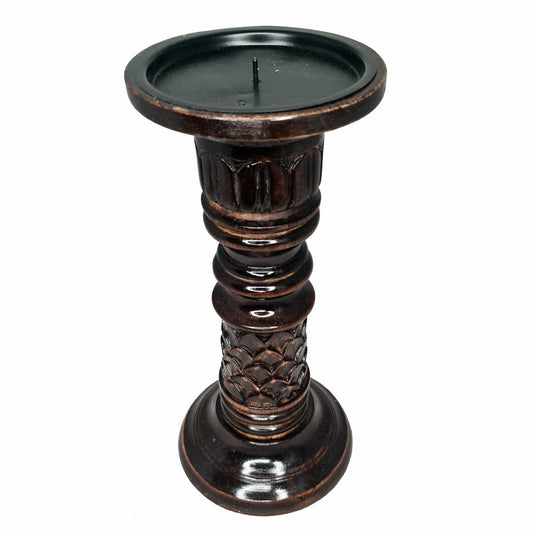 Candle Stand - Wooden Carved Pillar