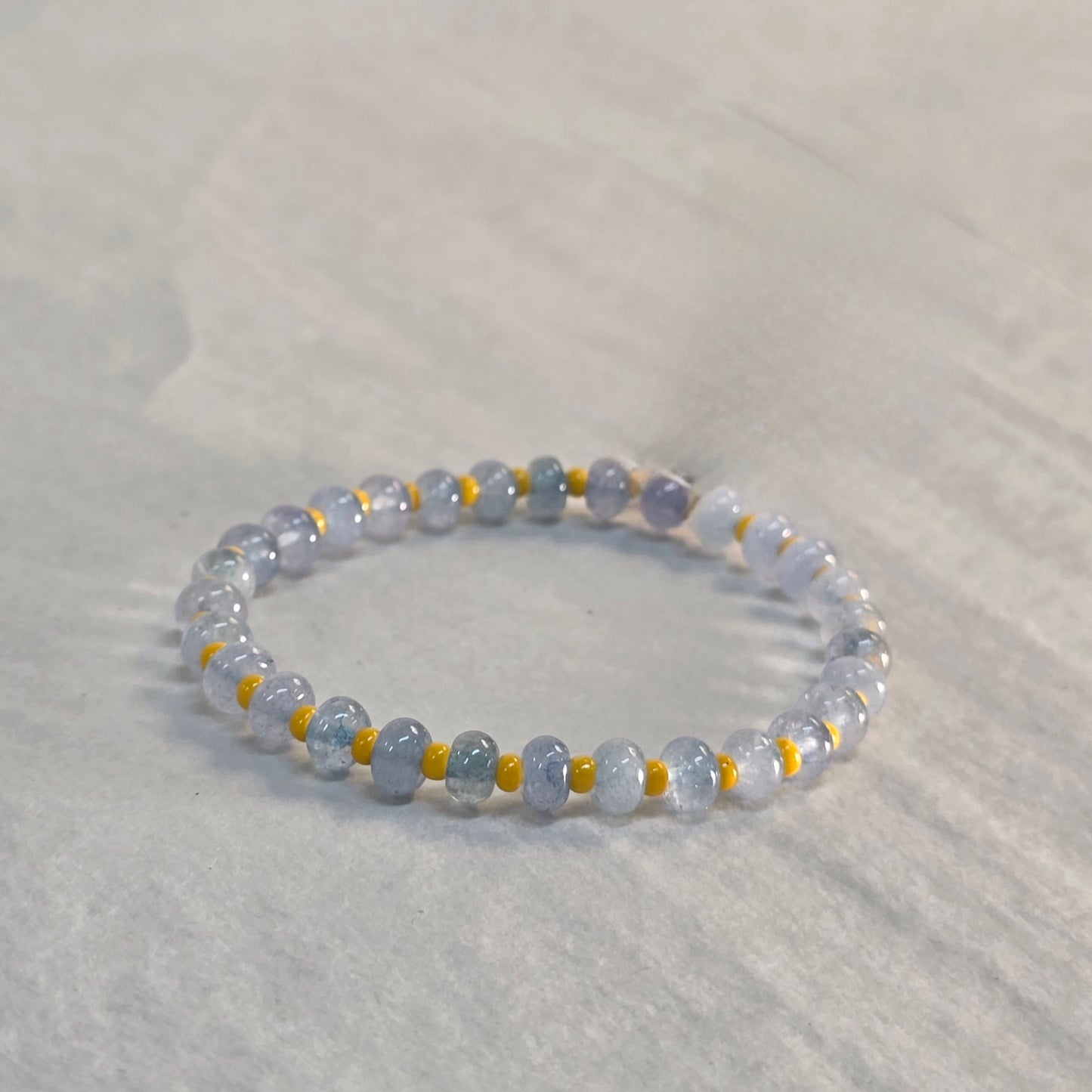 Pale Blue and Yellow Beaded Bracelet