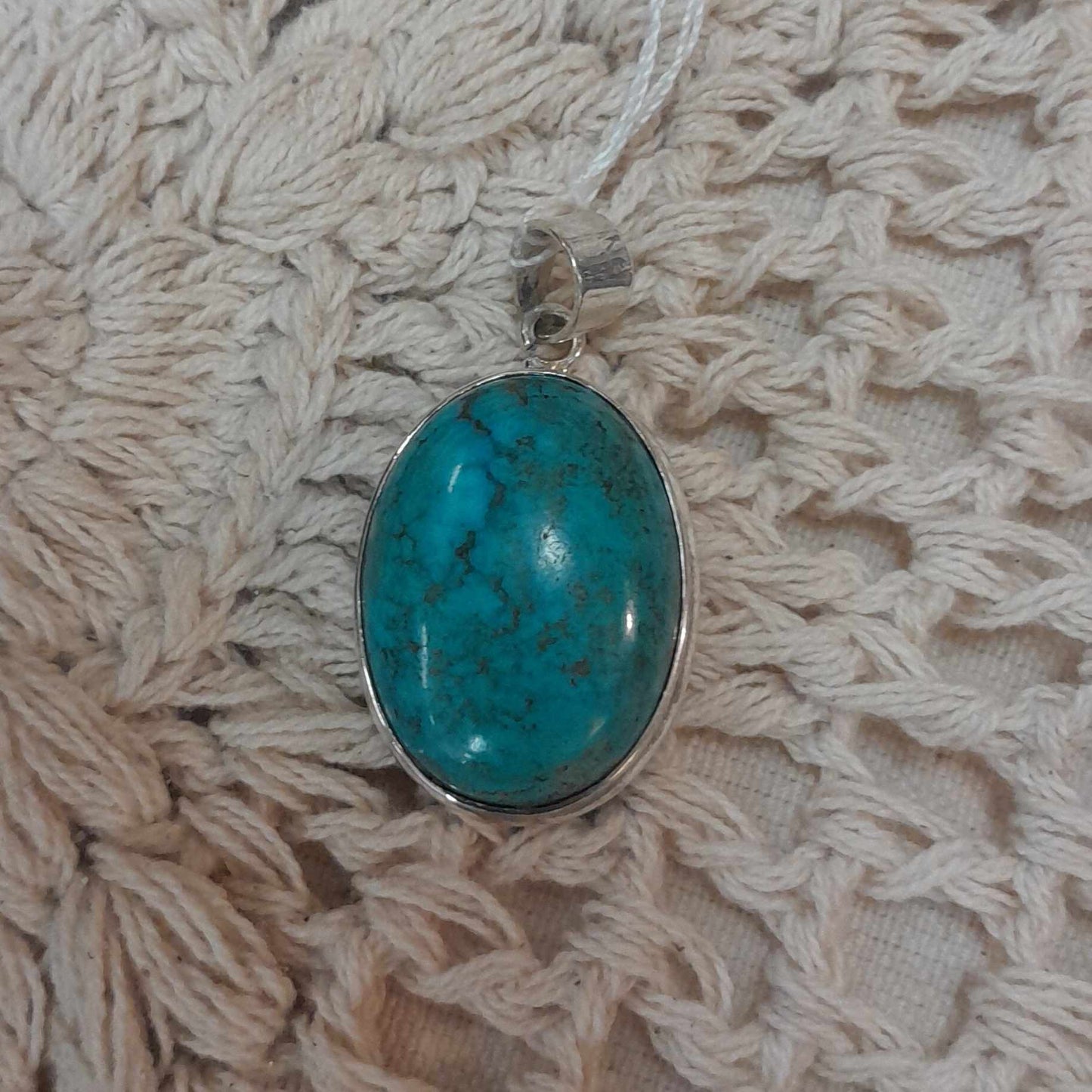 Turquoise and Sterling Silver Oval Pendant