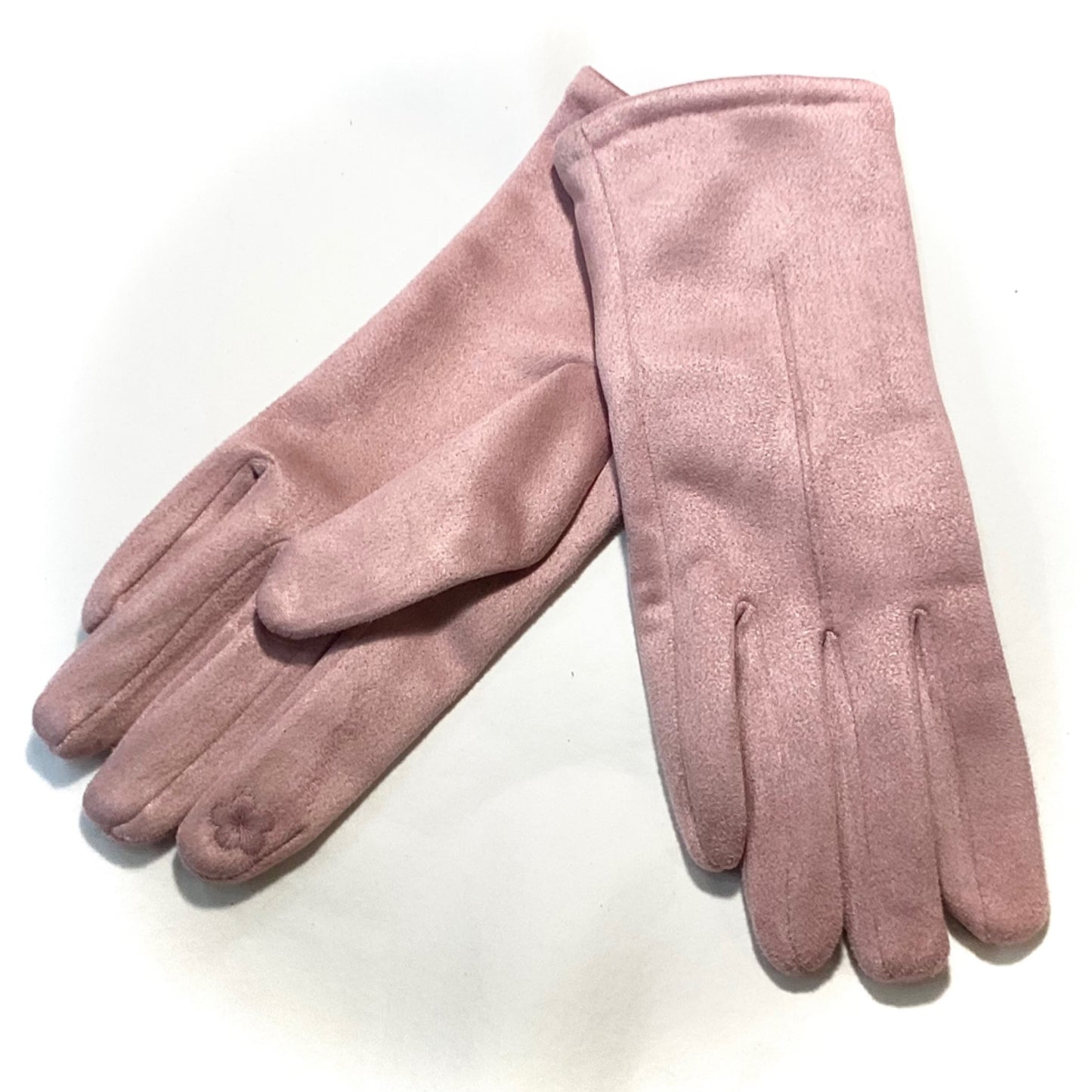 Plain Suede Gloves - Pink