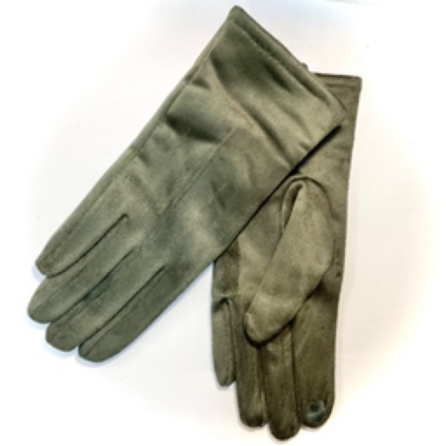 Plain Suede Gloves - Green