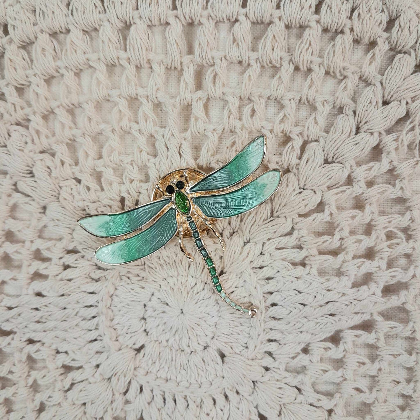 Crystal Dragonfly Brooch