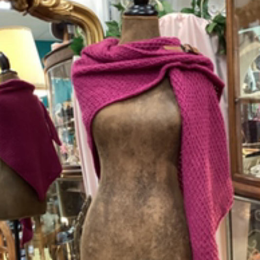 Knitted Toggle Wrap Burgundy