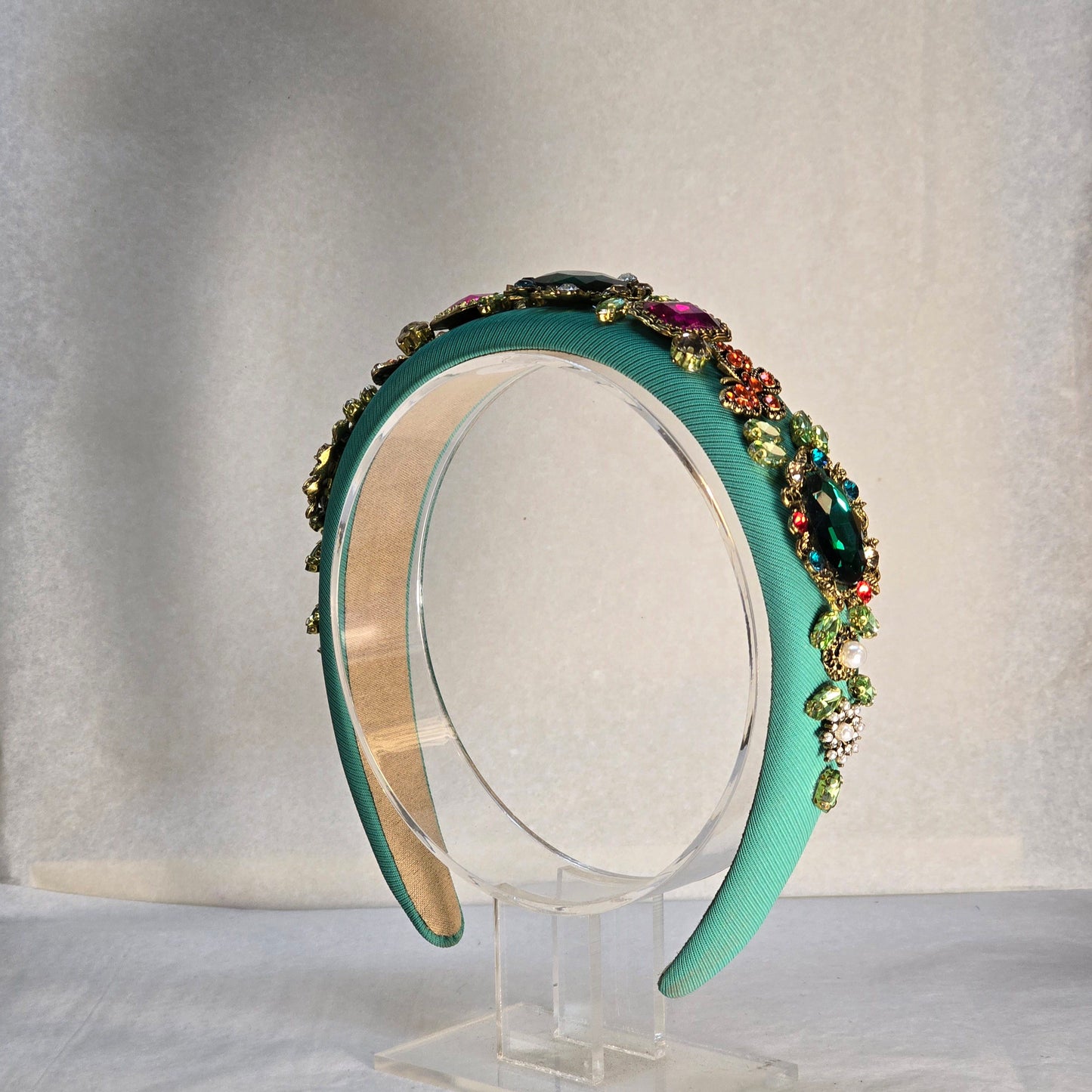 Teal Green and Hot Pink Jewelled Headpiece