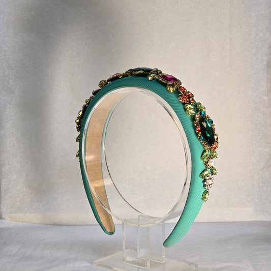 Teal Green and Hot Pink Jewelled Headpiece