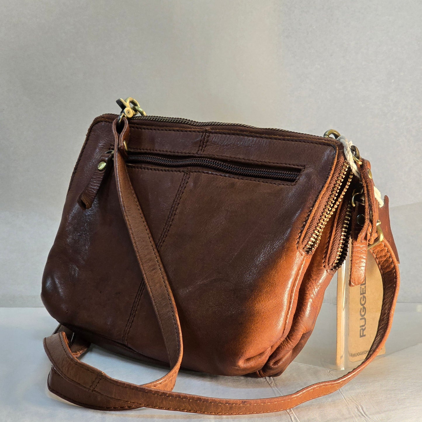 Venus Cacao Leather Bag with Strap