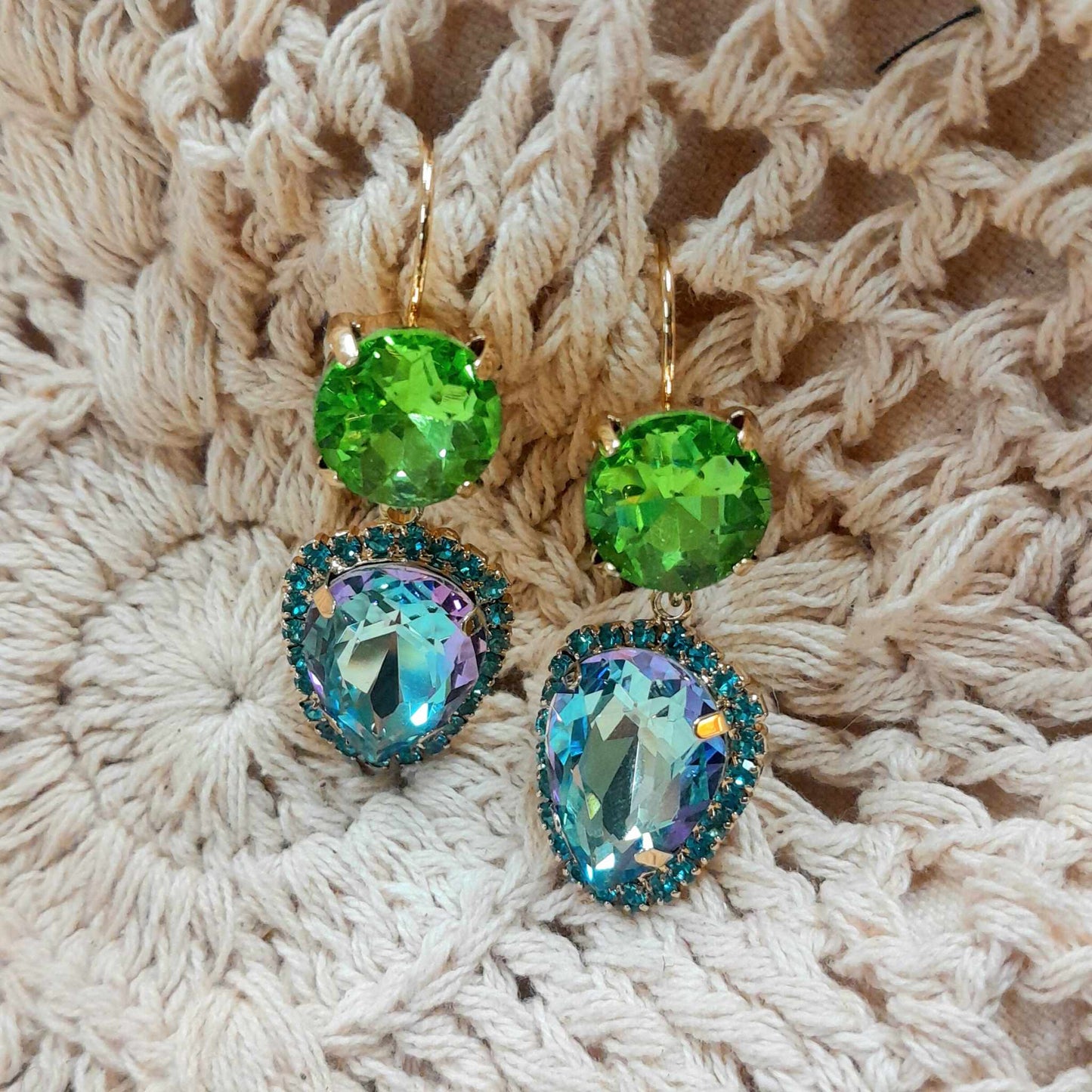 Bright Blue and Green Earring Set