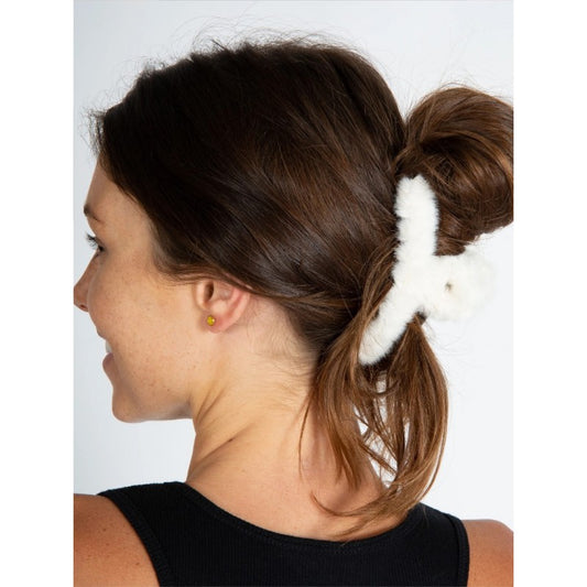 Fluffy Claw Clip Ivory