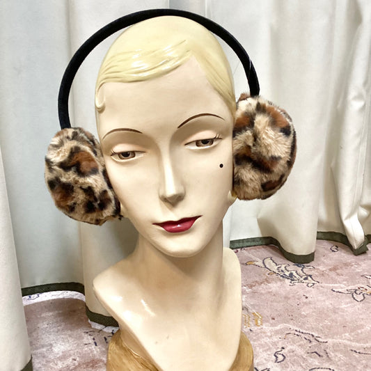 Fluffy leopard Print Ear Warmers