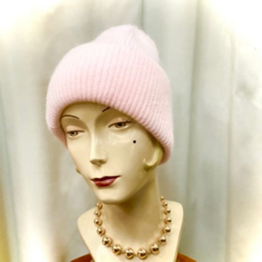 Angora Mix Beanie - Pale Pink