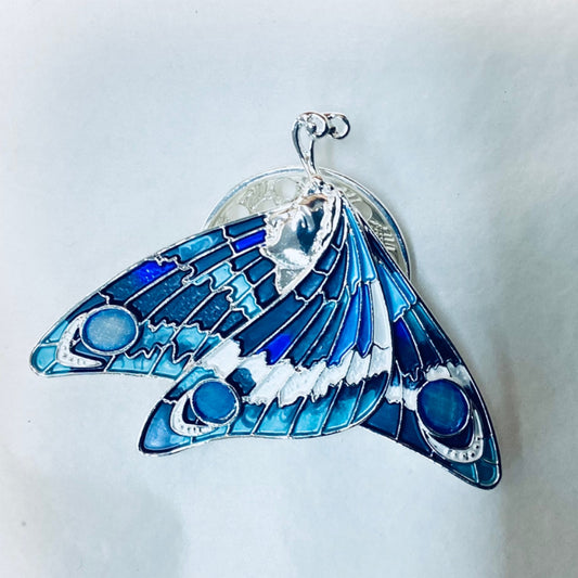 Magnet Brooch - Human Butterfly Blue and Silver
