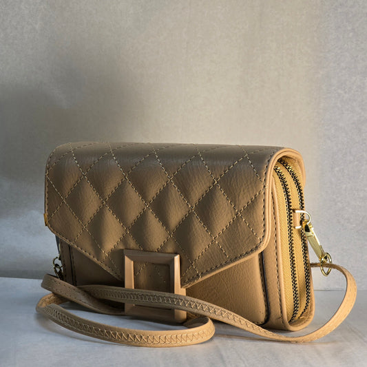 Beige Faux Leather Bag