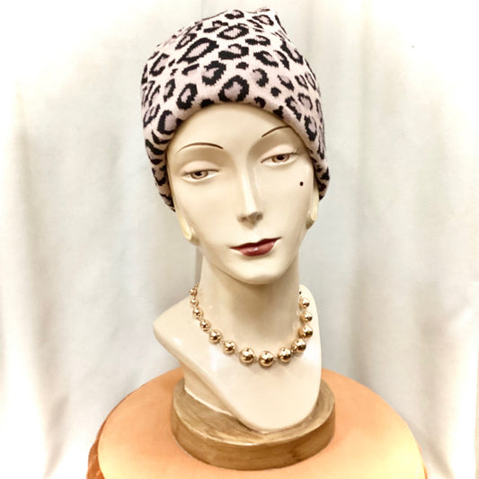 Leopard Beanie - Beige