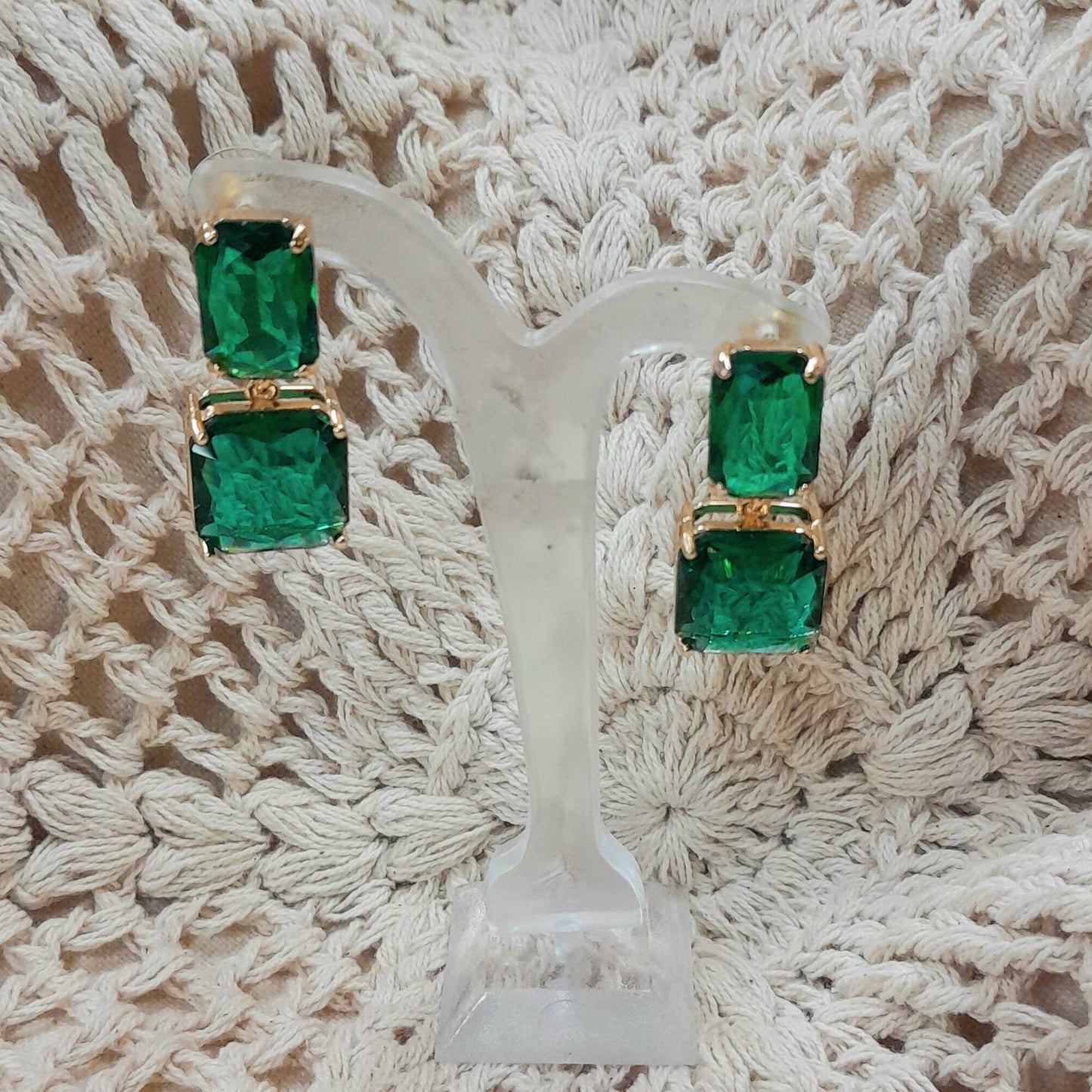 Deep Green Crystal Earrings