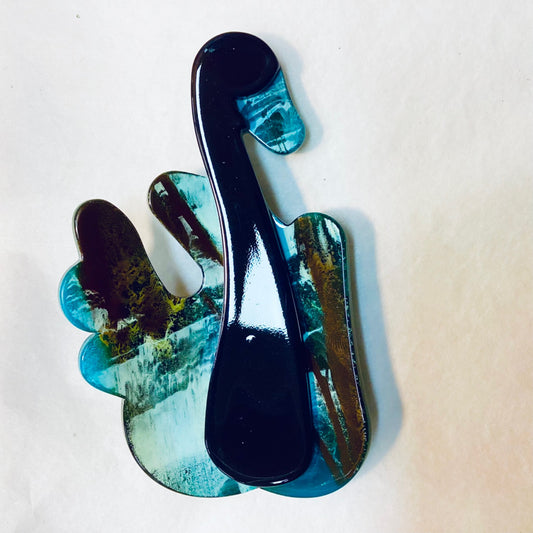 Black Swan Brooch - Turquoise Effect