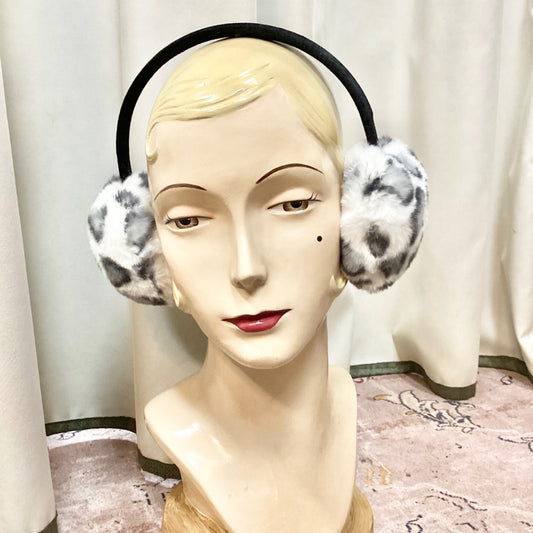 Fluffy Black And White Ear Warmers