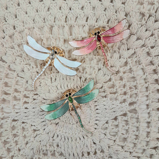 Crystal Dragonfly Brooch