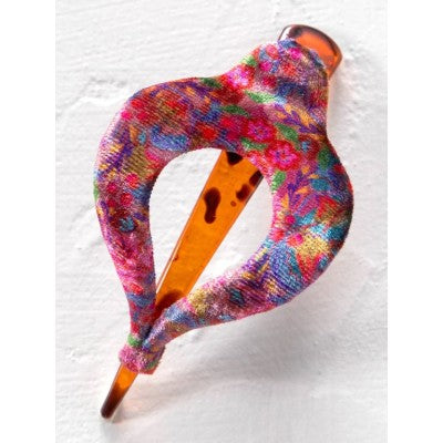 Boho Clip Velvet Pink Red Folk Floral