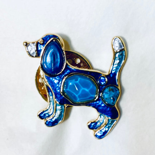 Magnet Brooch - Blue Dog