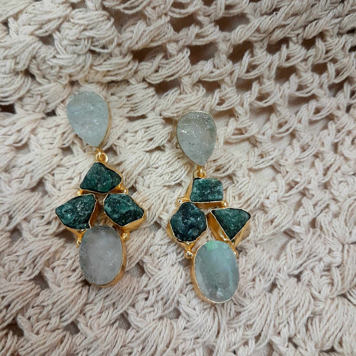 Rough Crystal Earrings Gold Plated