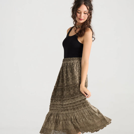 Serendipity Lace Skirt Peppercorn