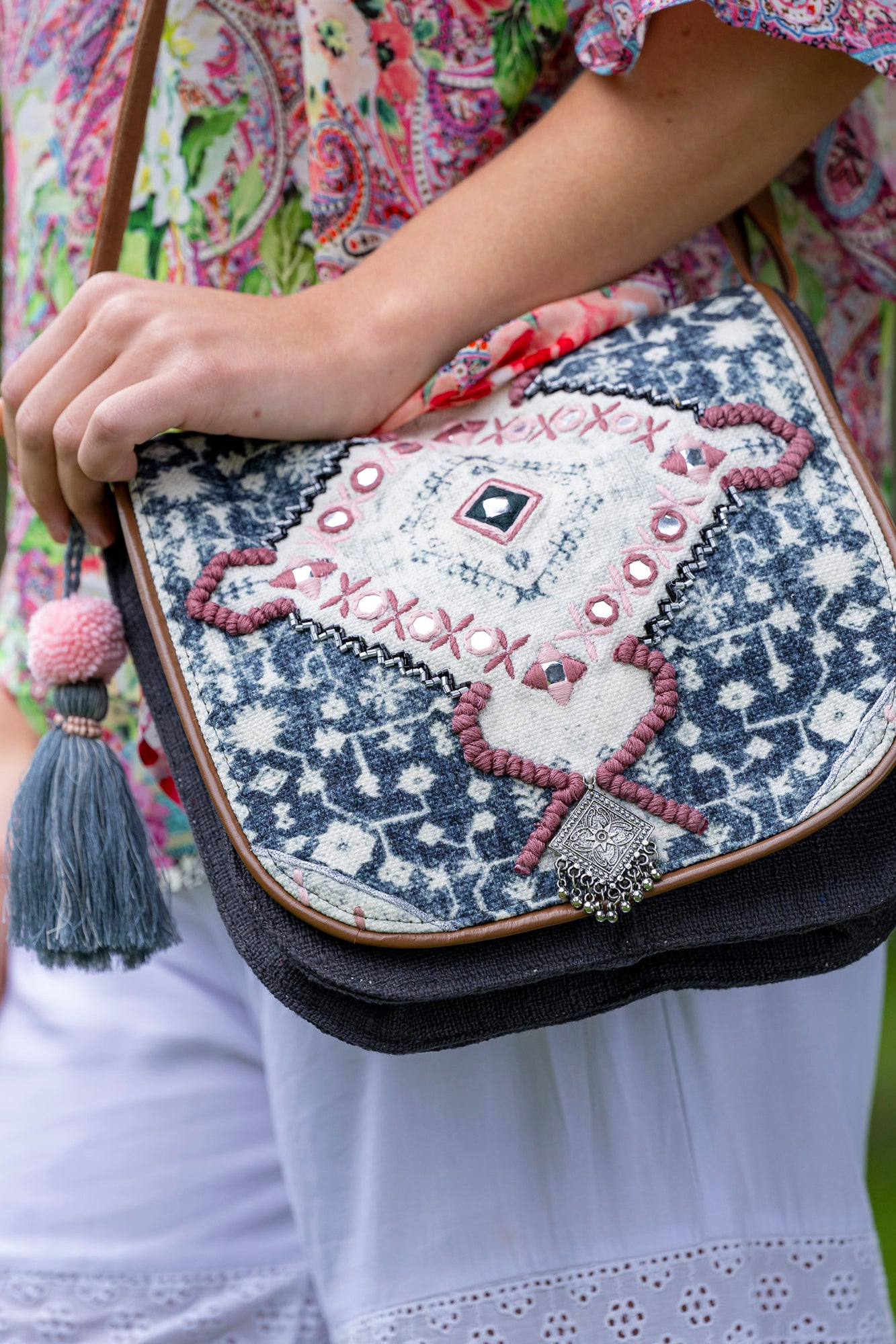 Small Denim Bag - Leather